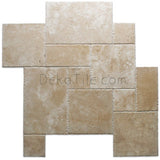 Versaille Pattern (French Pattern) Ivory Classic Travertine Brushed & Chiseled - DEKO Tile